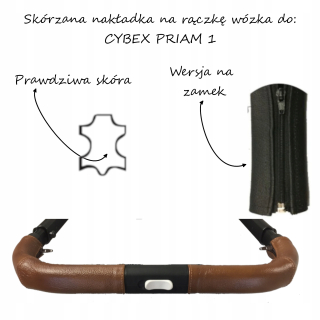 Kožený návlek na madlo na kočík Cybex Priam 1, verzia na zips